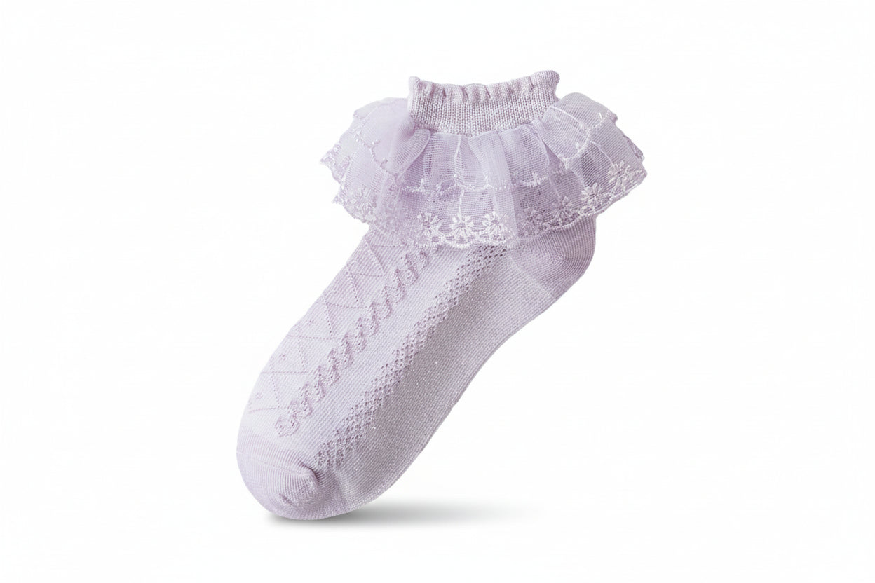 Girls  White Socks with Lace