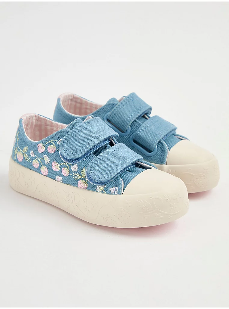 George Denim Floral Embroidered Double Strap Trainers 1 euro 33