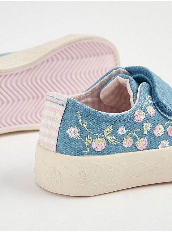 George Denim Floral Embroidered Double Strap Trainers 1 euro 33