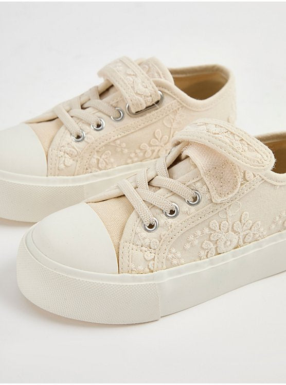 George Oatmeal Lace Canvas Strap Trainers Kids 9 euro 27