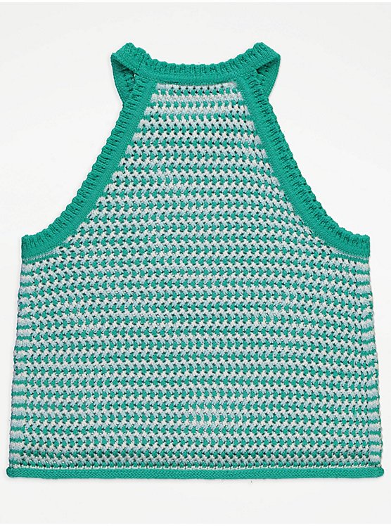 George Green Stripe Grochet Knitted Top and Shorts Set 7-8 years