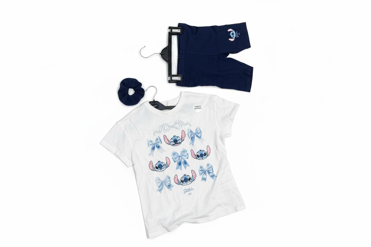 Disney Stitch at George 3-piece (top , shorts, bow) 4-5 years