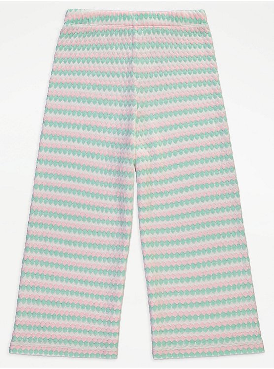 George Striped Crochet Top and Wide Leg Trousers Set