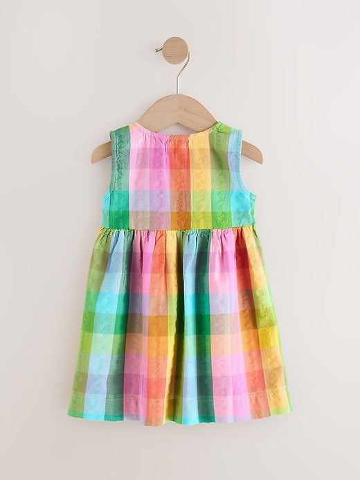Next Toddler Rainbow Check Dress 6-9 months