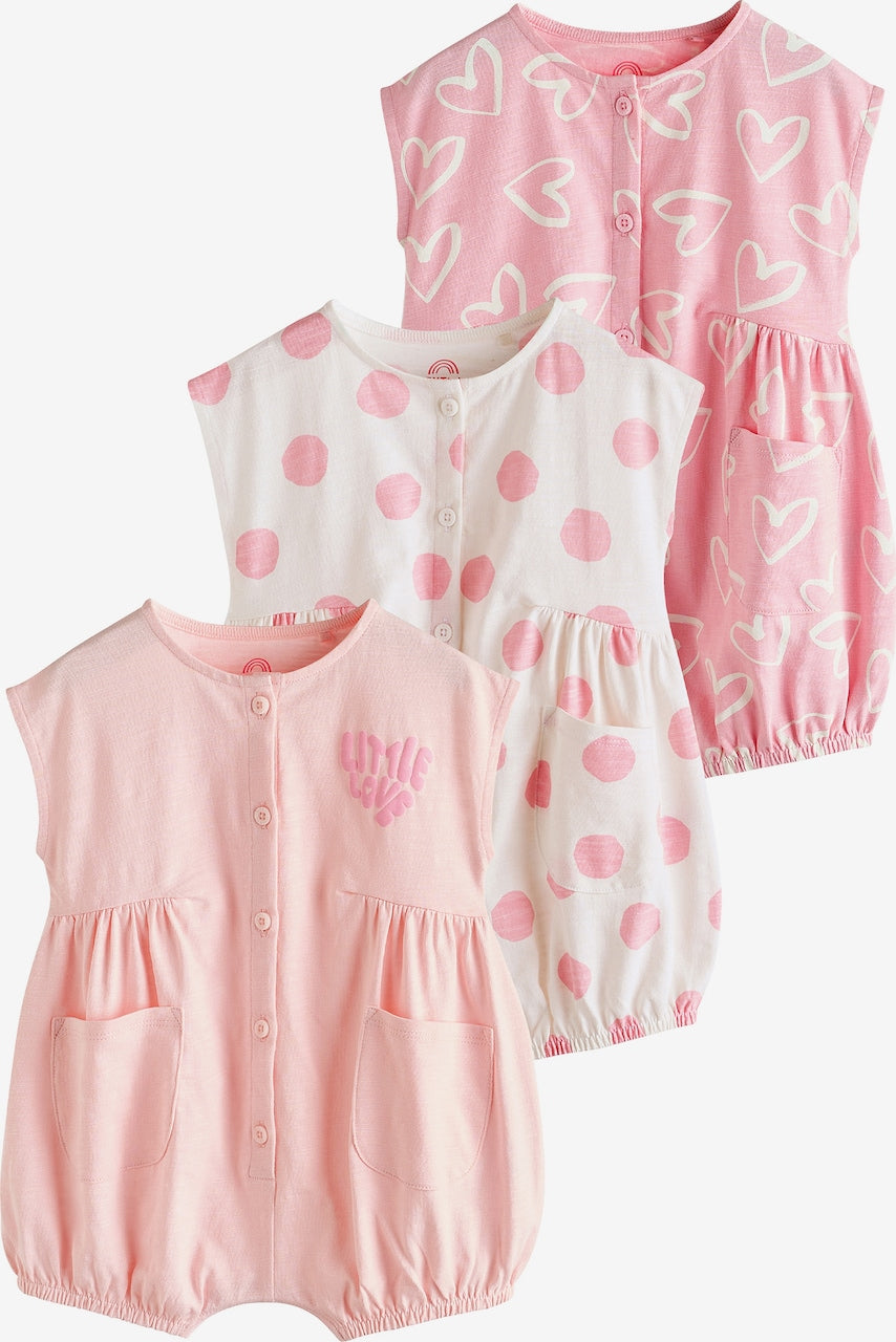 Next Romper/ Bodysuit in Rose , Pitaya and White  6-9 months