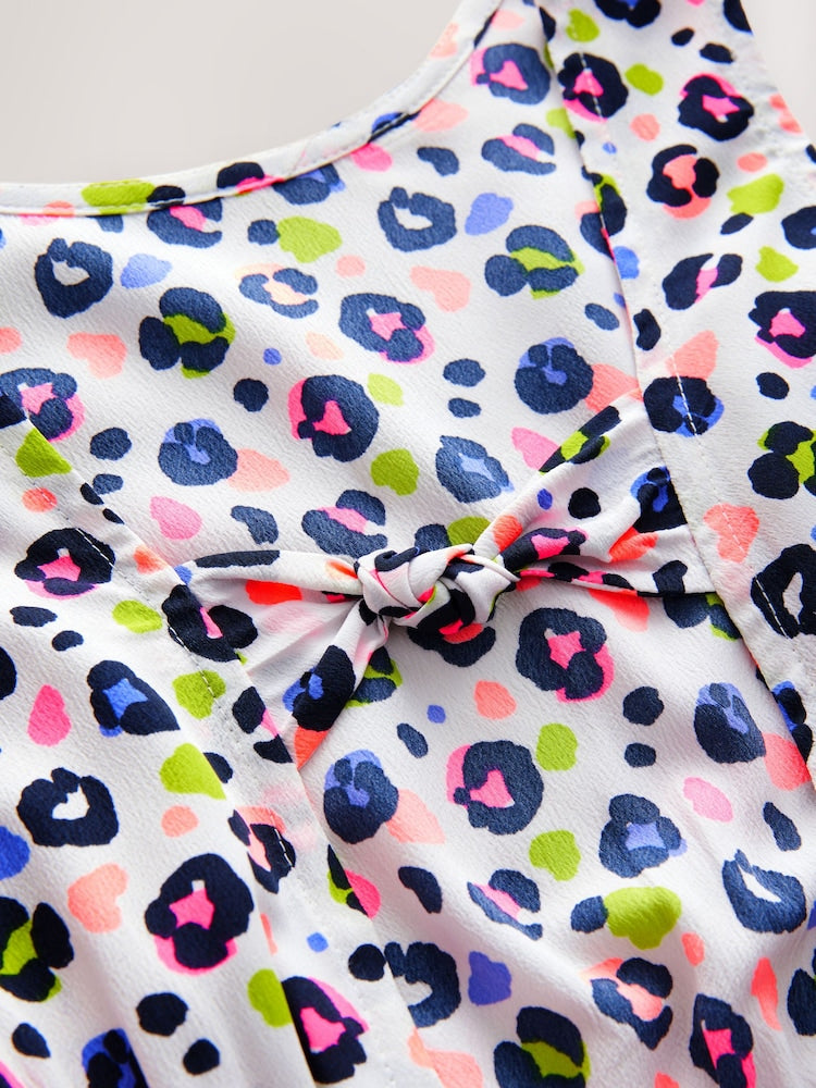 Next  Bright Leopard Print Bow Detail Playsuit 5 years