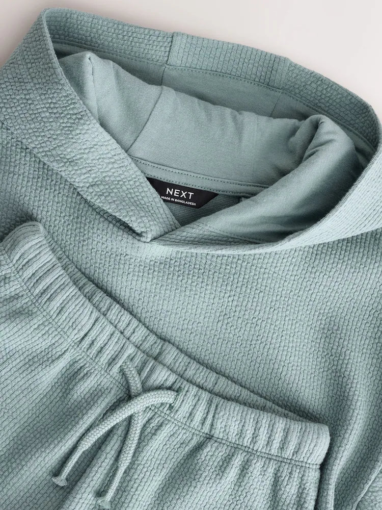 Next Mineral Blue Jersey Textured Hoodie and Shorts Set