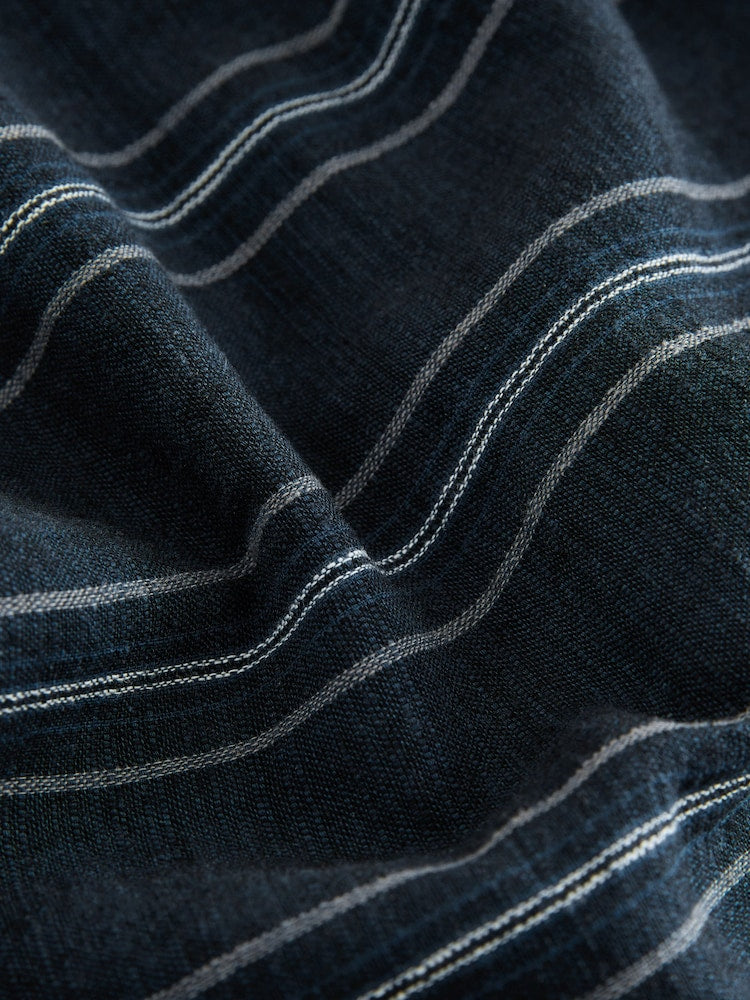 Next Indigo Blue Short Sleeve Linen Blend Stripe Shirt 5years