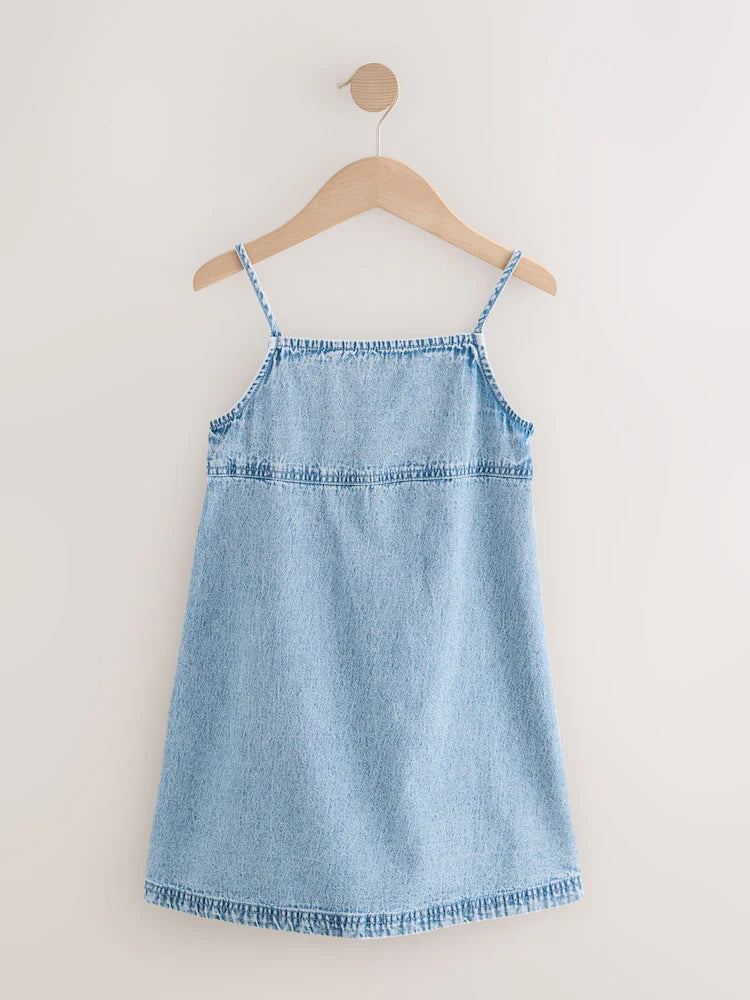 Next Blue 100% Cotton Strappy Denim Dress 3 yrs