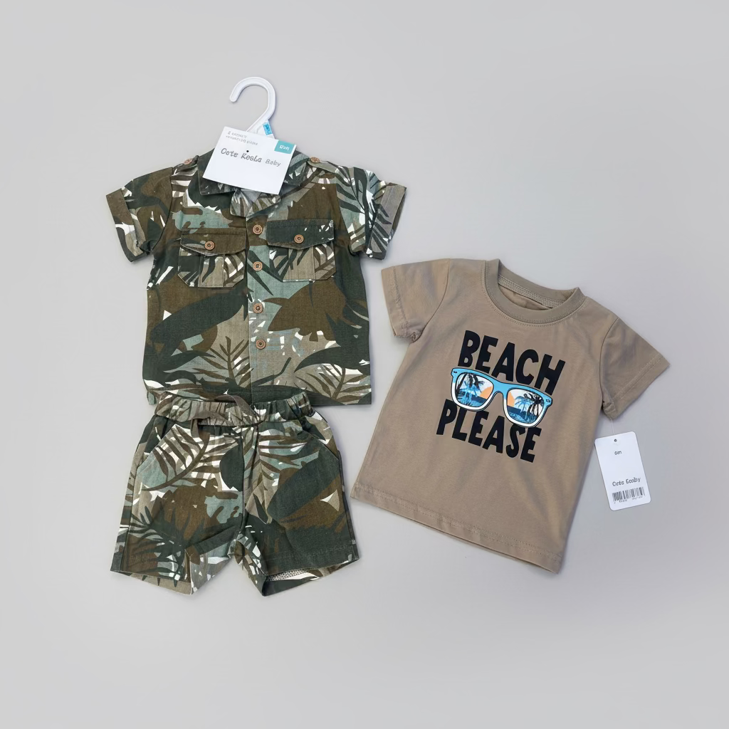 Cute Koala Baby Boys 3-Piece Set(Shirt, Short & T-shirt)