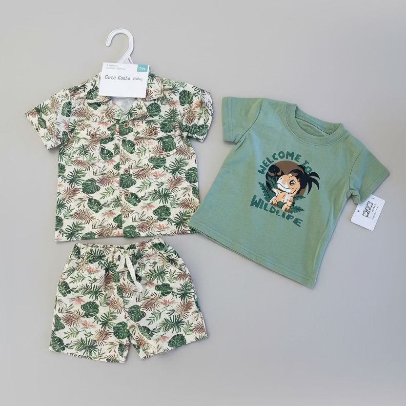 Cute Koala Baby Boys 3-Piece Set(Shirt, Short & T-shirt)