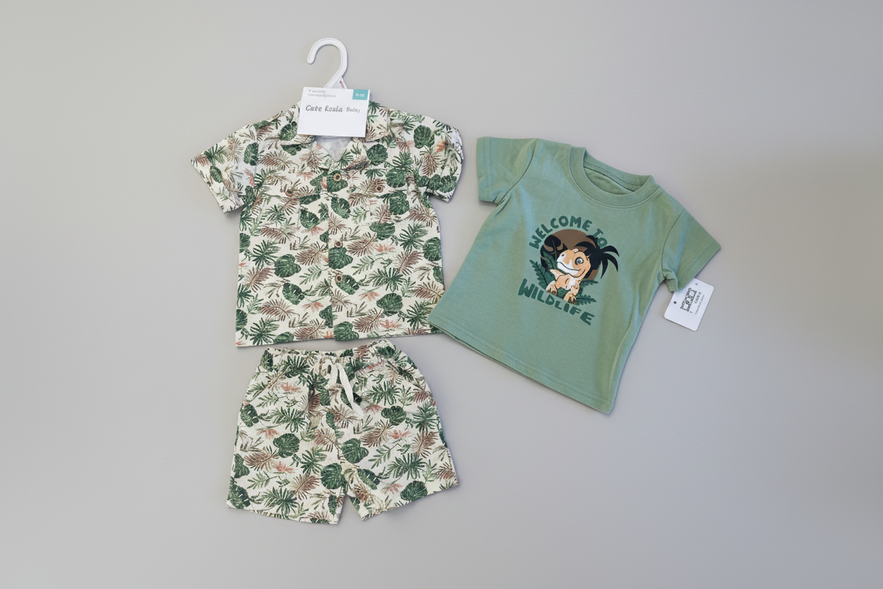 Cute Koala Baby Boys 3-Piece Set(Shirt, Short & T-shirt)