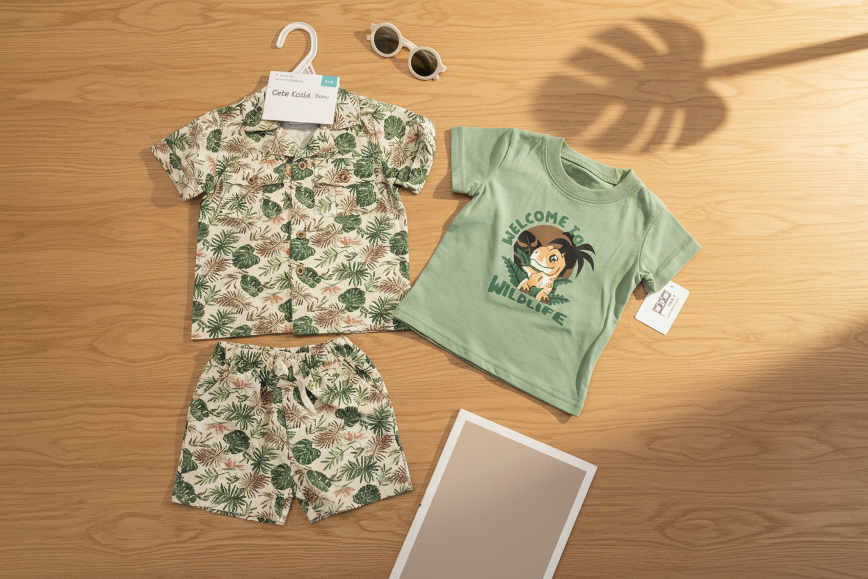 Cute Koala Baby Boys 3-Piece Set(Shirt, Short & T-shirt)