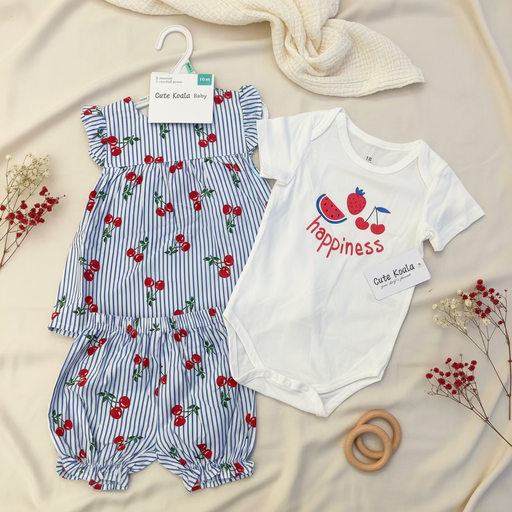 Cute Koala 3-Piece Girls Dress ( Top, Dress & Pants)