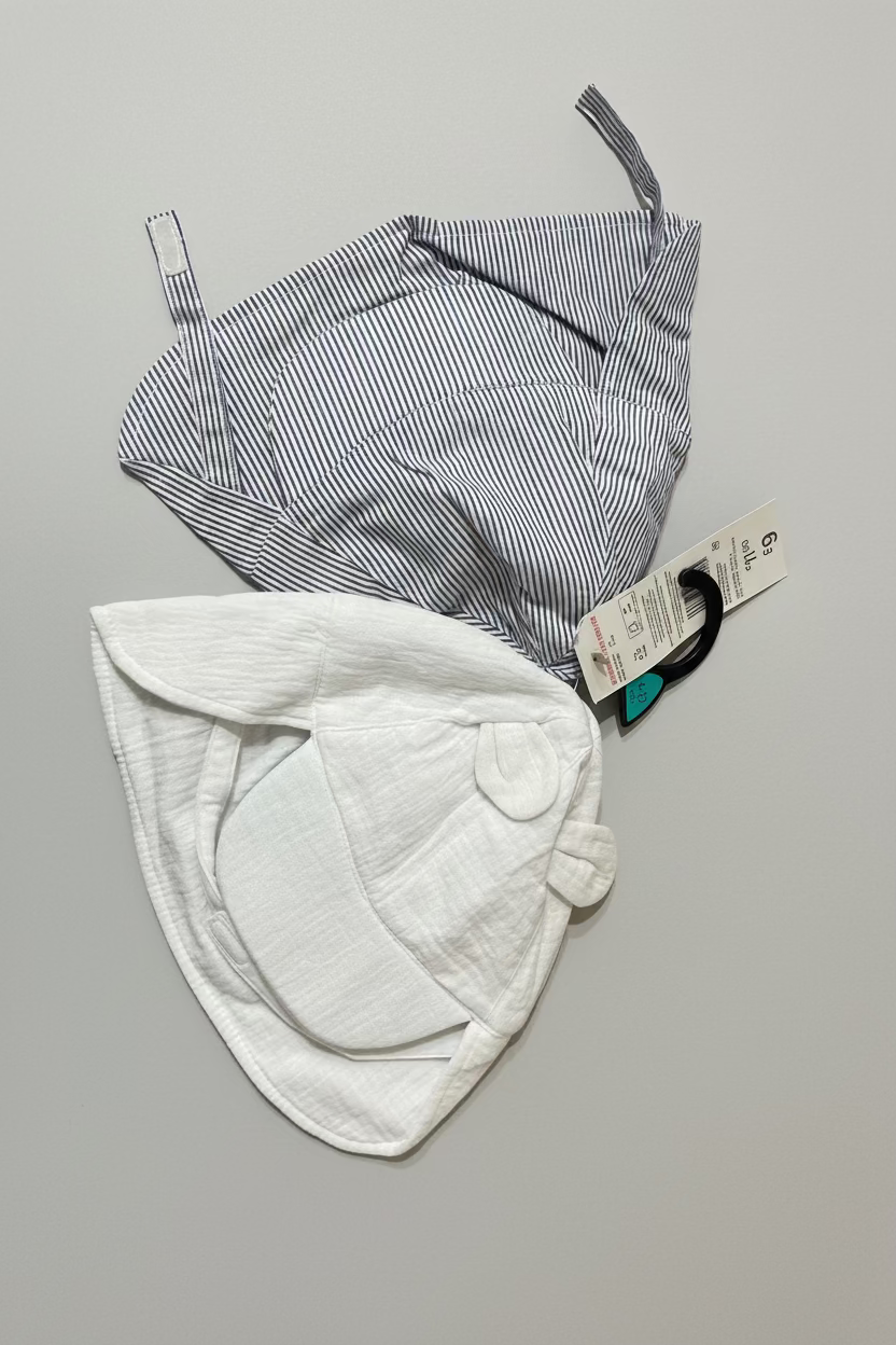 Fred & Flo Kids Striped and White Sun Hat (2set) 6-12M