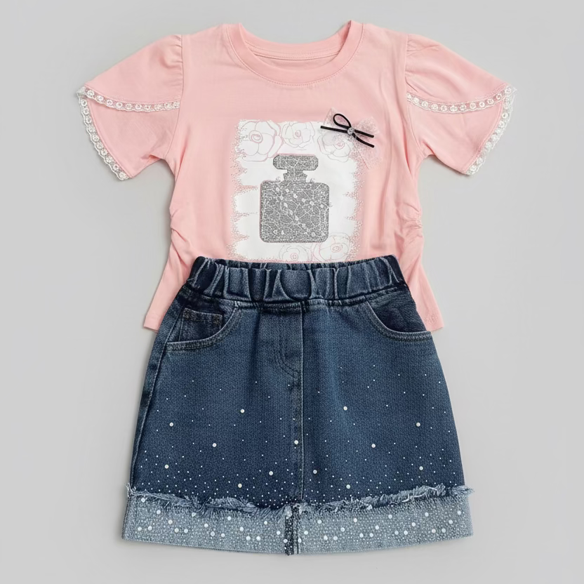Deqpo Girls 2-piece( Top & Shirt)