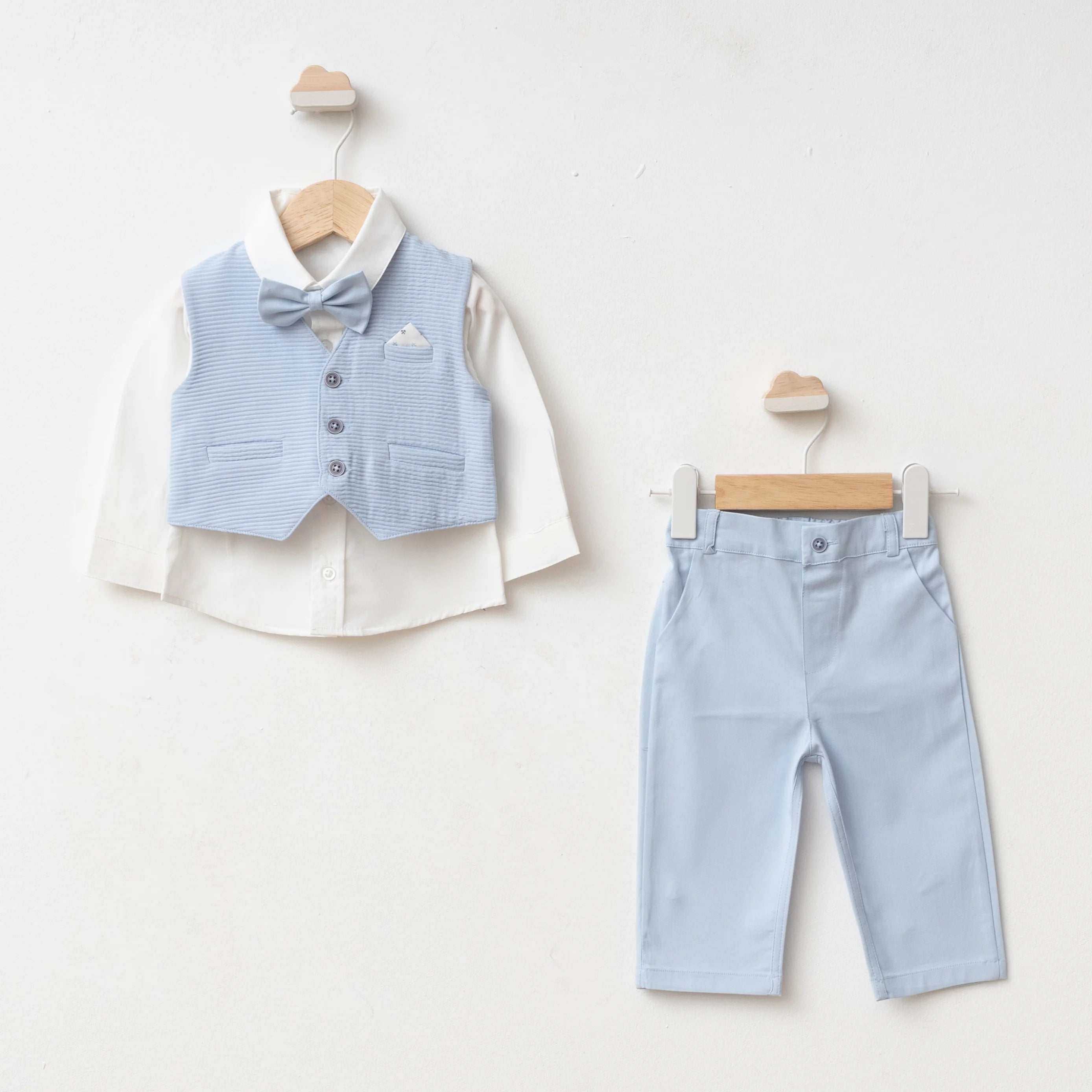 Pugi Baby 4-Piece Set (Shirt, Vest Trouser & Tie)