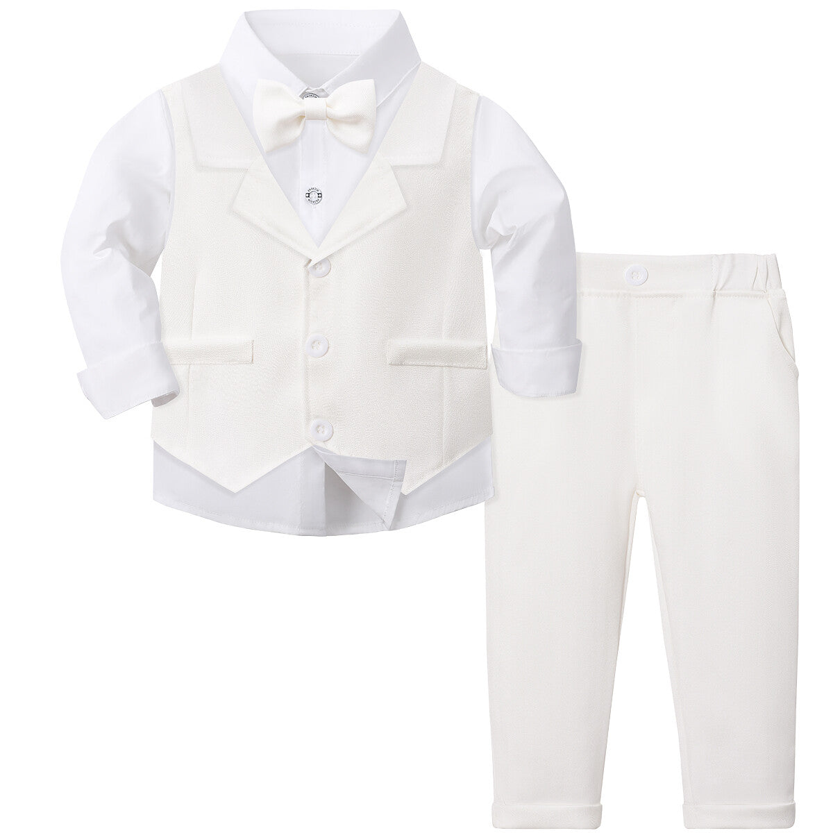 Pugi Baby 4-Piece Set (Shirt, Vest Trouser & Tie)
