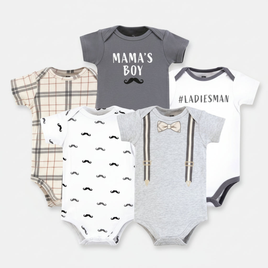 Hudson Baby 5 bodysuits 6-9 months