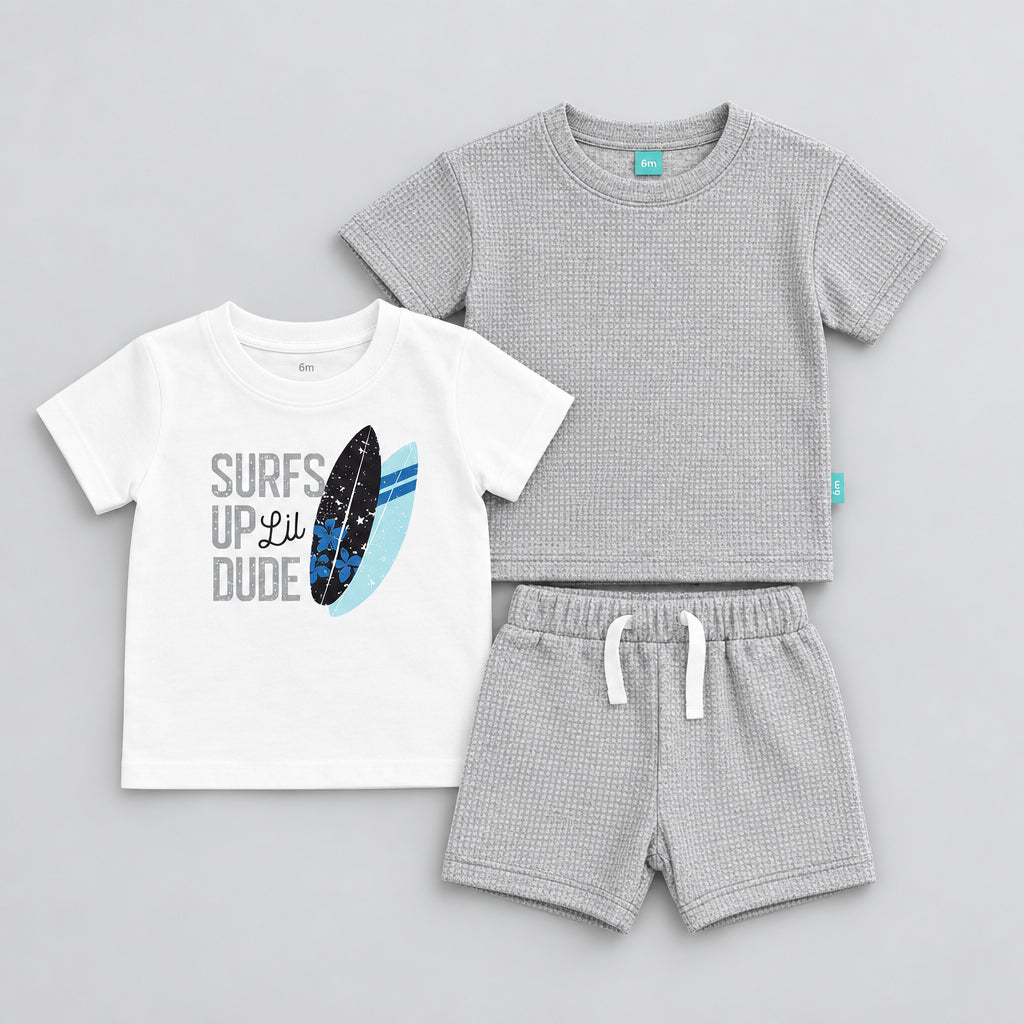 Cute Koala Baby 3-Piece(Summer Matching Waffle Knit Top & Shorts)