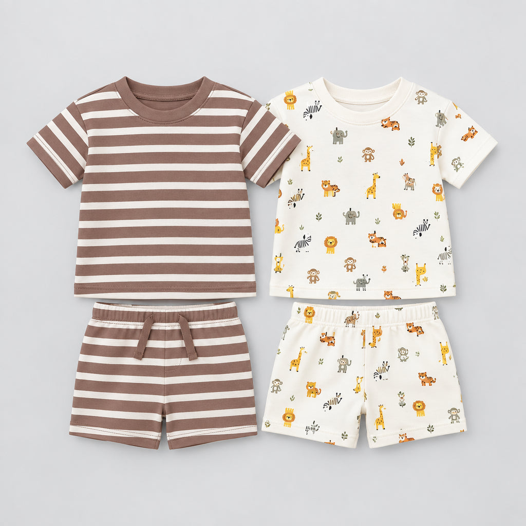 Cute Koala Baby 4 -Piece Set(Summer Ribbed Short Tee & Shorts)