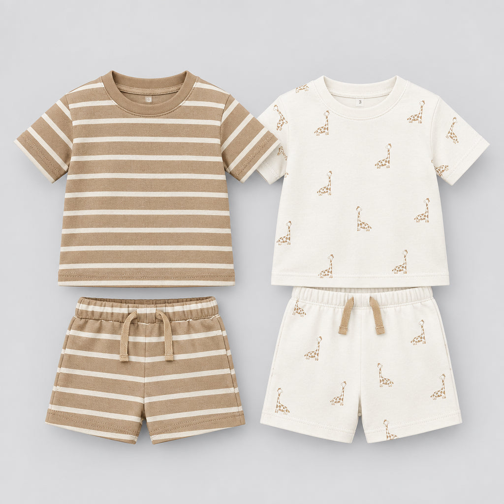 Cute Koala Baby 4 -Piece Set(Summer Ribbed Short Tee & Shorts)