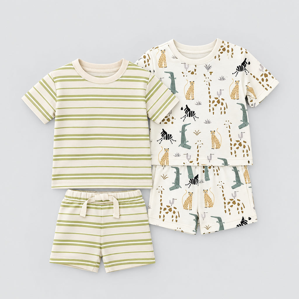Cute Koala Baby 4 -Piece Set(Summer Ribbed Short Tee & Shorts)