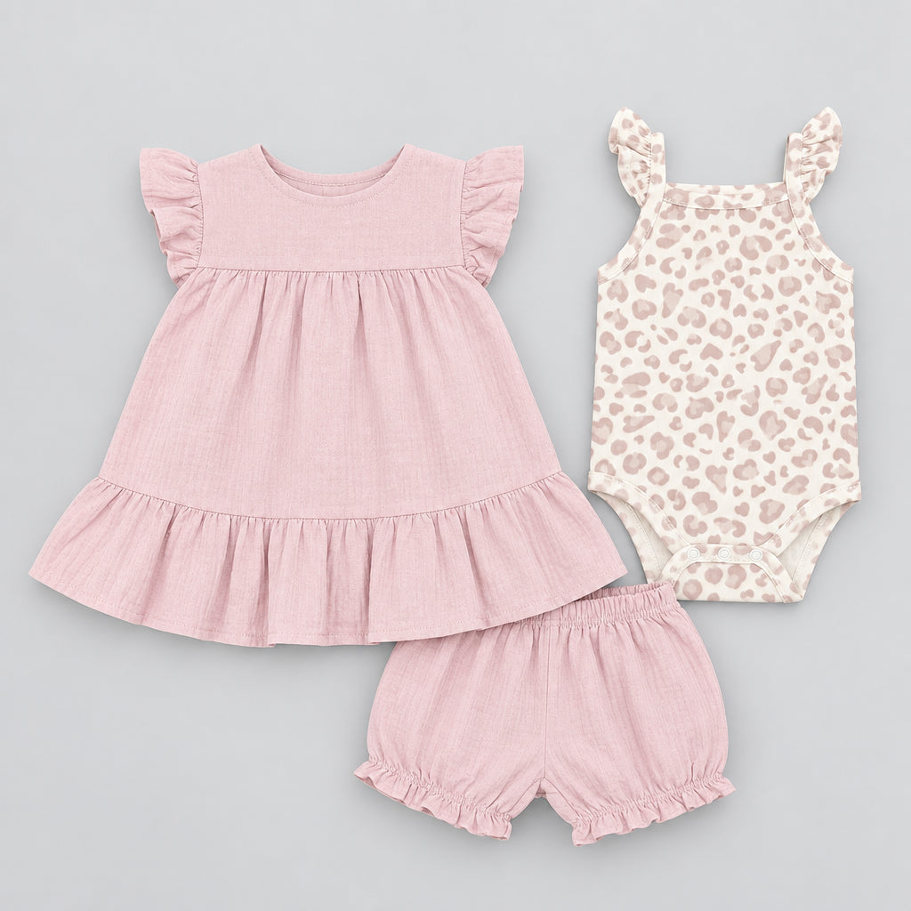Fairy Realm 3 -Piece Set(Summer Flutter Ruffle Sleeve Skirted Bodysuit)