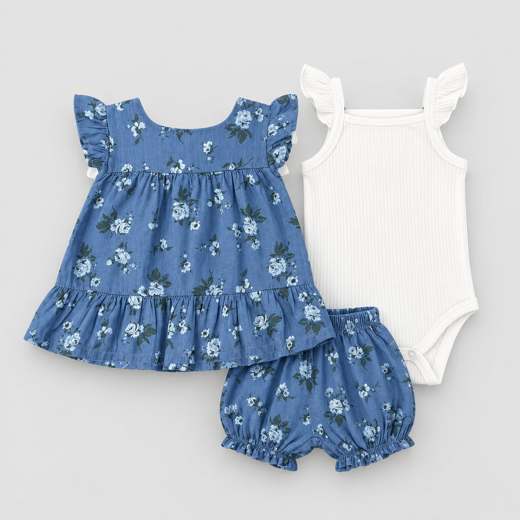 Fairy Realm 3 -Piece Set(Summer Flutter Ruffle Sleeve Skirted Bodysuit)
