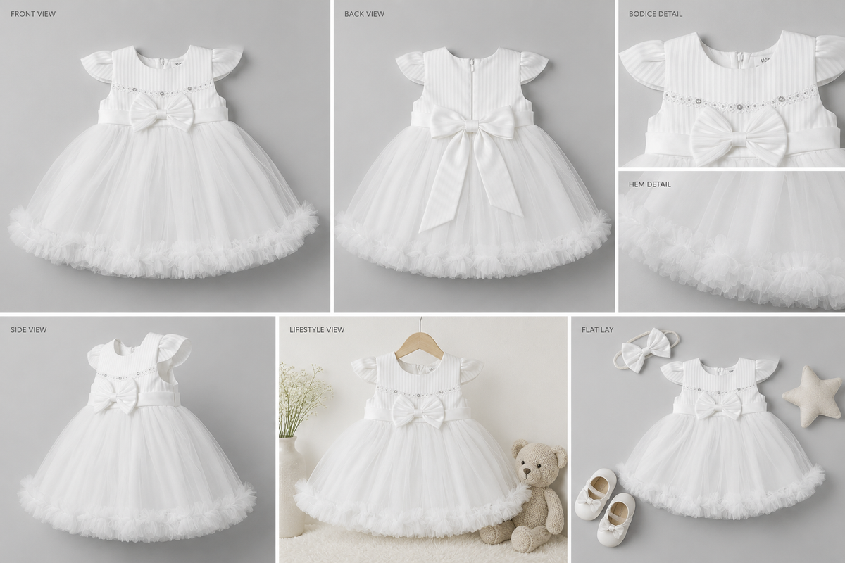 Ivory Princess Tulle Dress | Elegant Baby Girl Occasion Dress - Dimensions - Beks Ghana