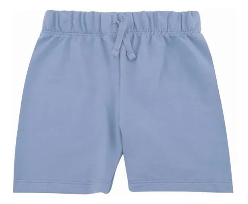 Light blue cotton shorts with an elastic waistband and matching drawstring, shown flat against a white background.