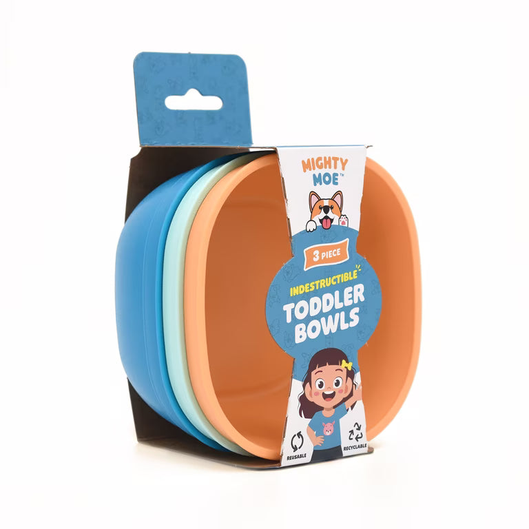 MightyMoe Kids 3-Piece Bowl Set, Multicolor, Rounded Square Shape
