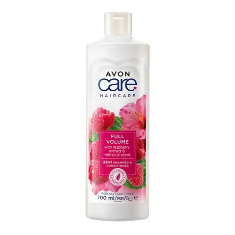 Avon Care Full Voulme with raspberry extract & hibiscus scent, 2 in 1 Shampoo & Conditioner 700ml