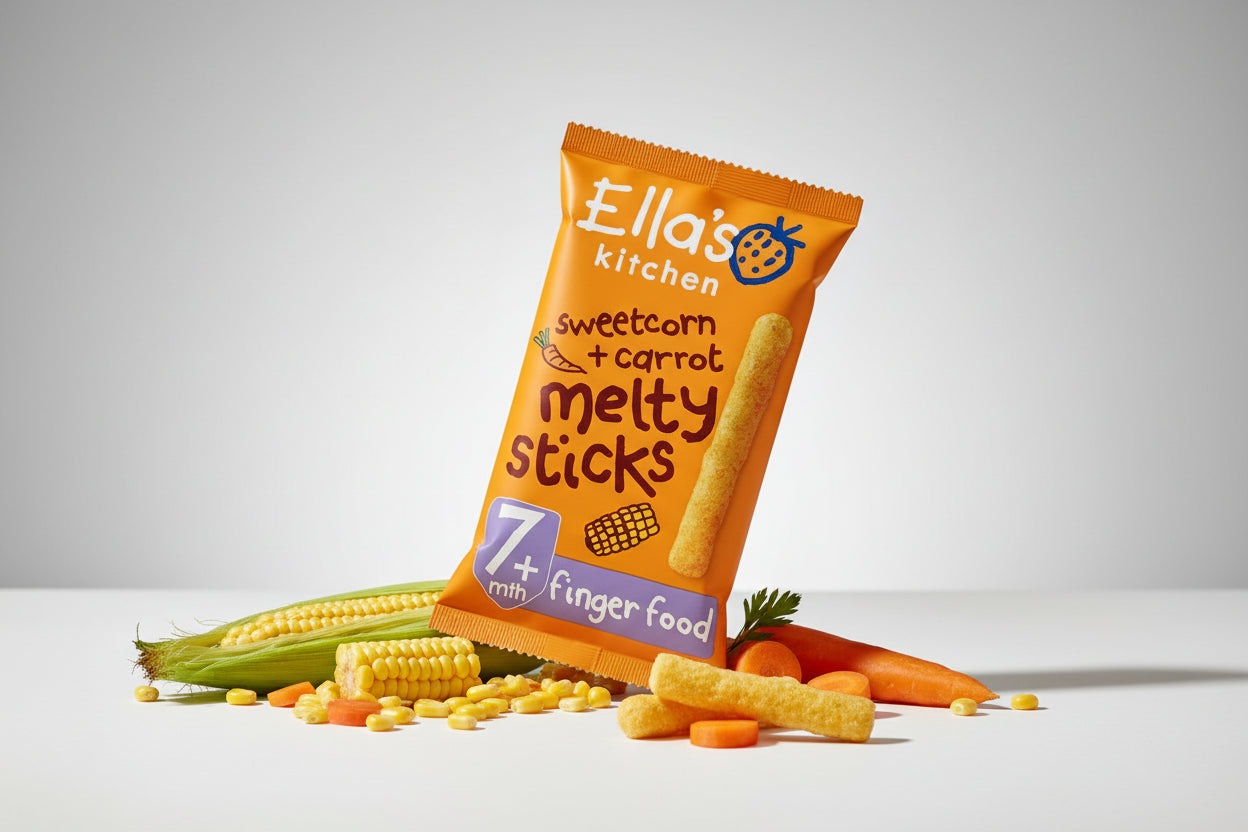Ella's Kitchen Sweetcorn + carrot Melty Sticks 7months +