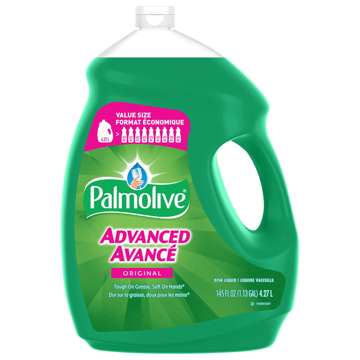 Green Palmolive Advanced dish soap bottle on a white background
