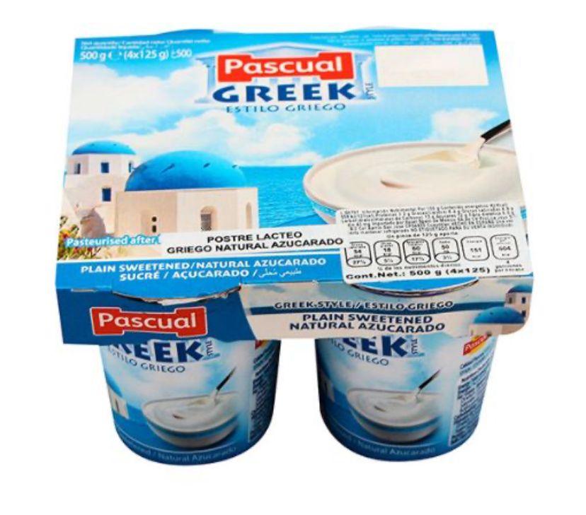 Pascual Greek Plain tray (120g x6x4) packaging - available at Beks Ghana