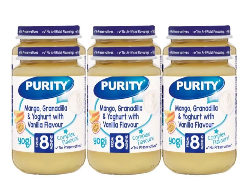 Purity Medium Mango Granadilla and Yoghurt with Vanilla Flavour (200ml x 6) Pack packaging - available at Beks Ghana