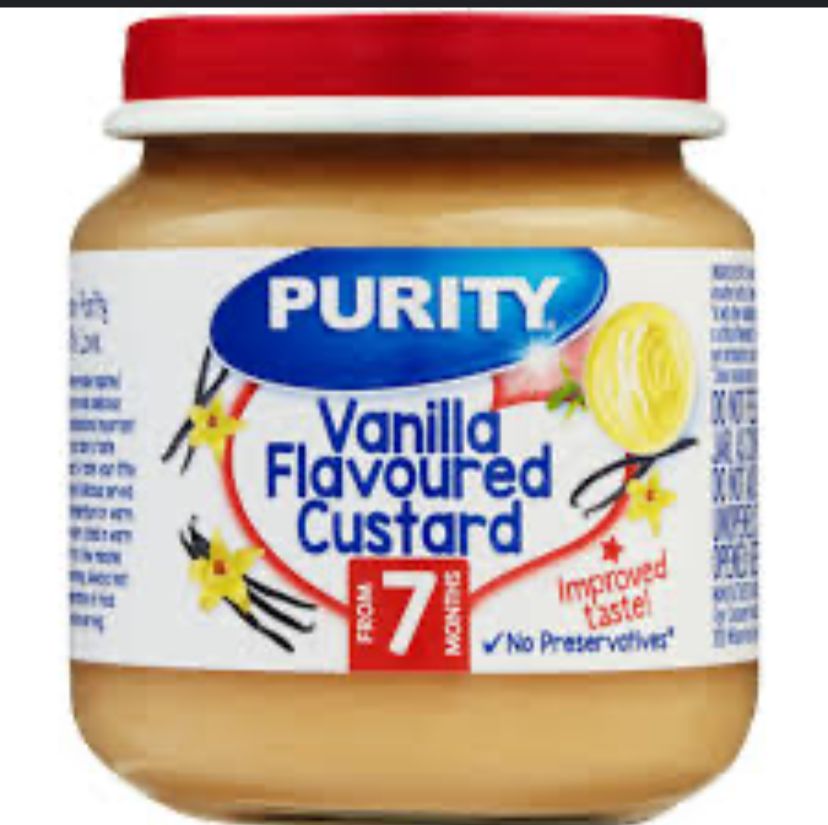 Purity Medium Vanilla Flavoured Custard (200ml x 6) Pack packaging - available at Beks Ghana