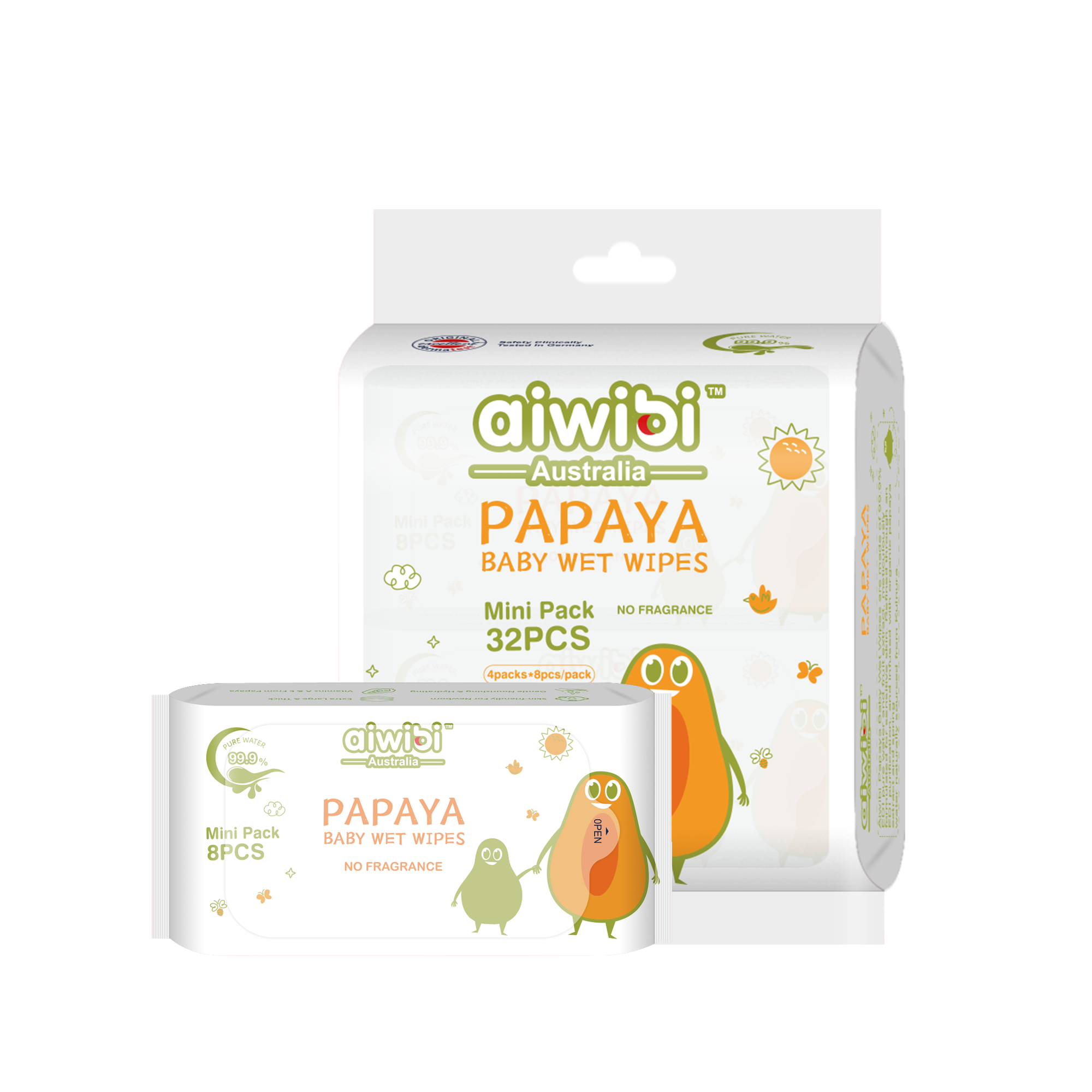 Aiwibi Papaya Water Wipes 32 packs