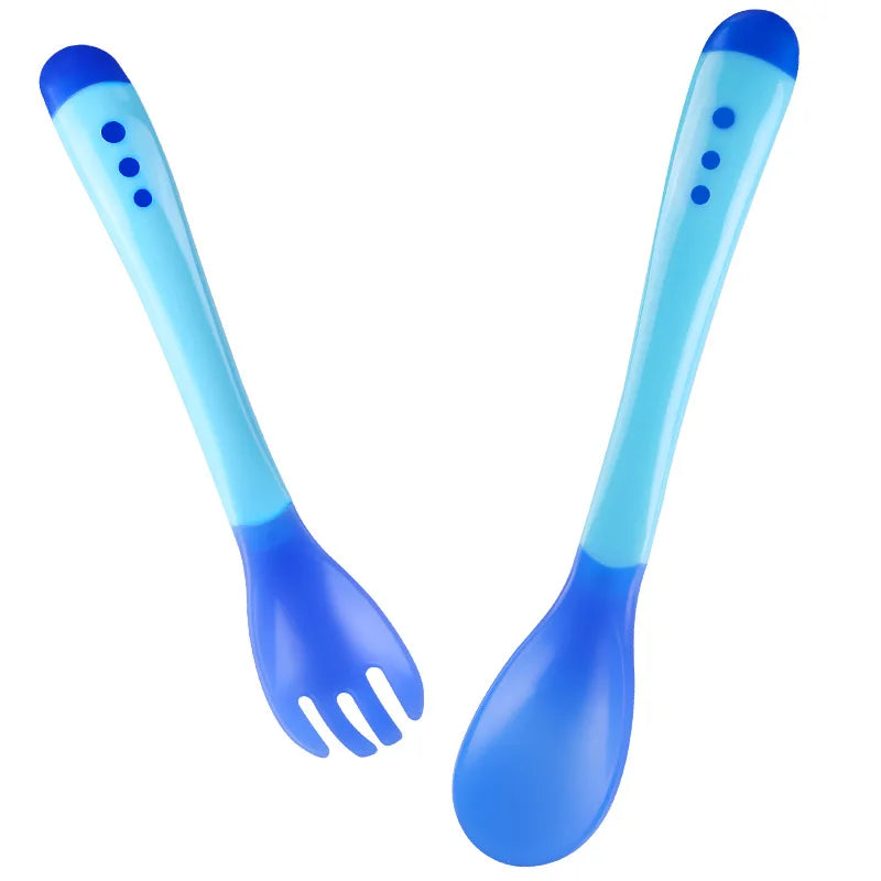 Kokibebe Children's  Baby Temperature Sensing Spoon with Fork Set