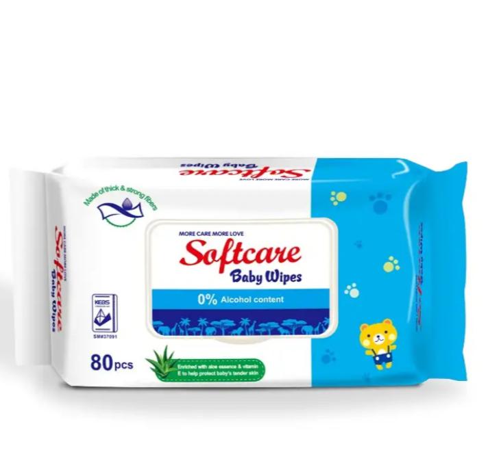 Softcare Baby Wipes 80 wipes (single pk) – diaper product photo at Beks Ghana