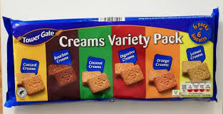 Tower Gate Creams Variety Pack ( Bourbon creams , Custard creams, Orange Creams) 450g