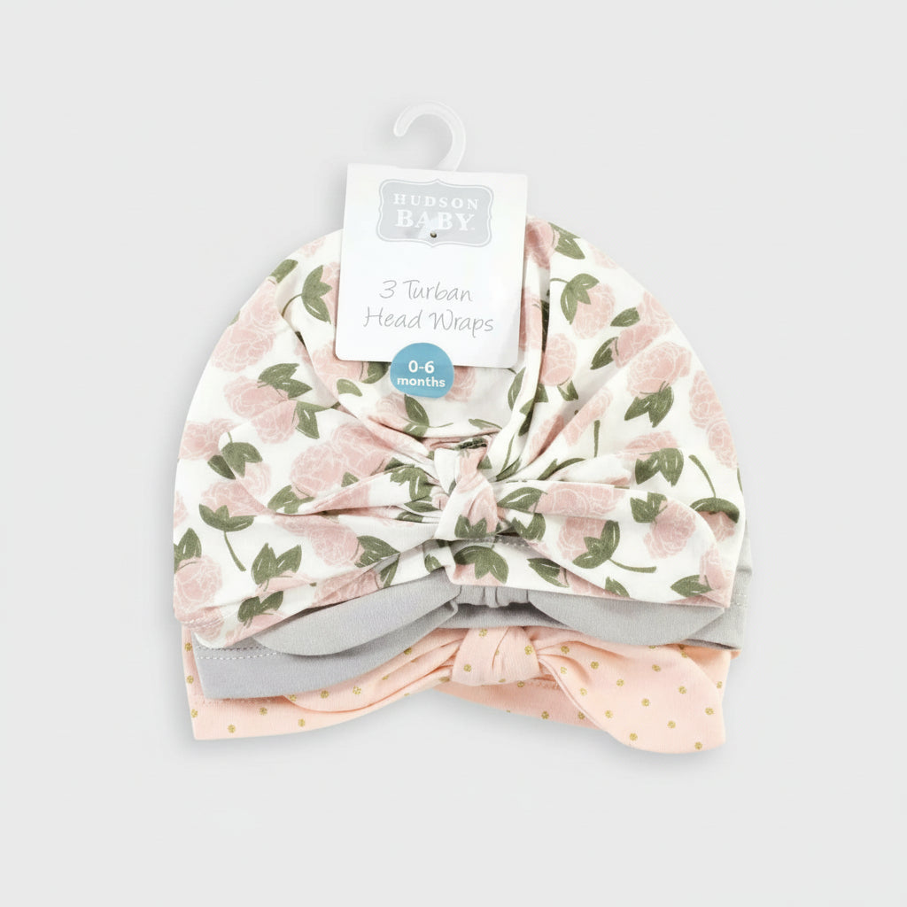 Hudson baby 3 turban head wrap 0 - 6 months