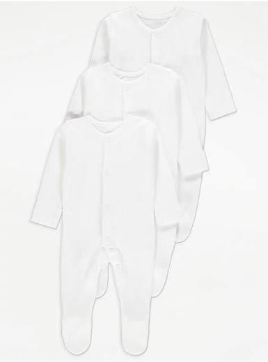 George Baby 3 Sleepsuits white