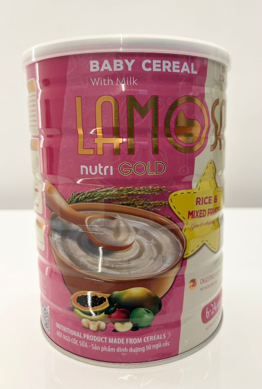 Lamosa NutriGold  Rice & Mixed Fruits 850g packaging - available at Beks Ghana