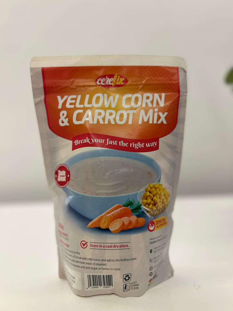 Cerefix yellow corn&carrot mix 500g Single packaging - available at Beks Ghana