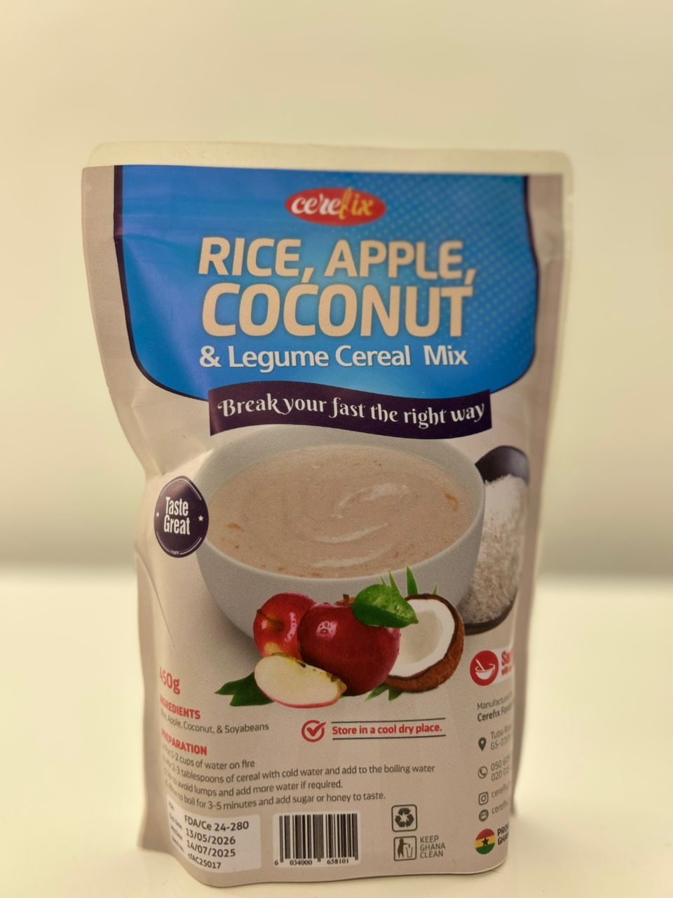 Cerefix rice, apple and coconut 500g Single packaging - available at Beks Ghana