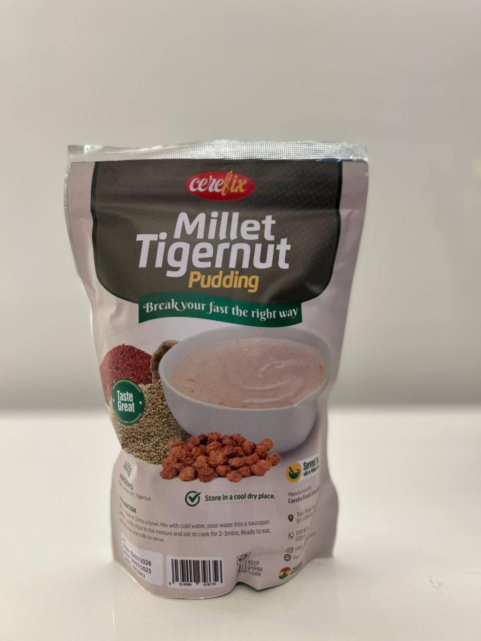 Cerefix millet tigernut pudding 400g Single packaging - available at Beks Ghana