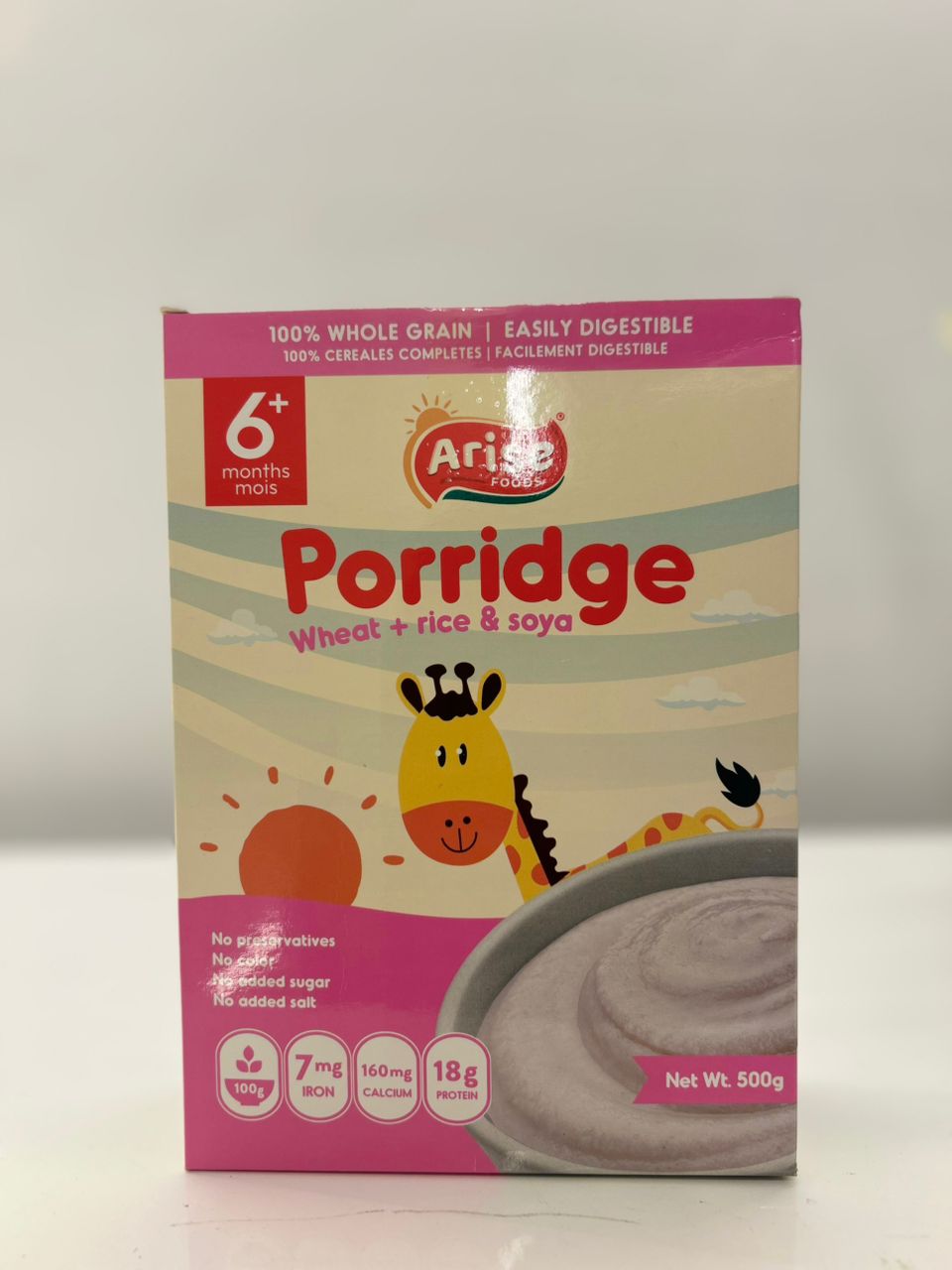 Arise Cereal ( Wheat +Rice & soya) 500g packaging - available at Beks Ghana