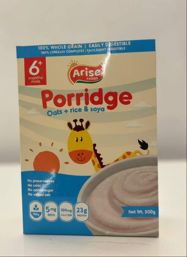 Arise cereal (Oats+Rice & Soya) 500g packaging - available at Beks Ghana